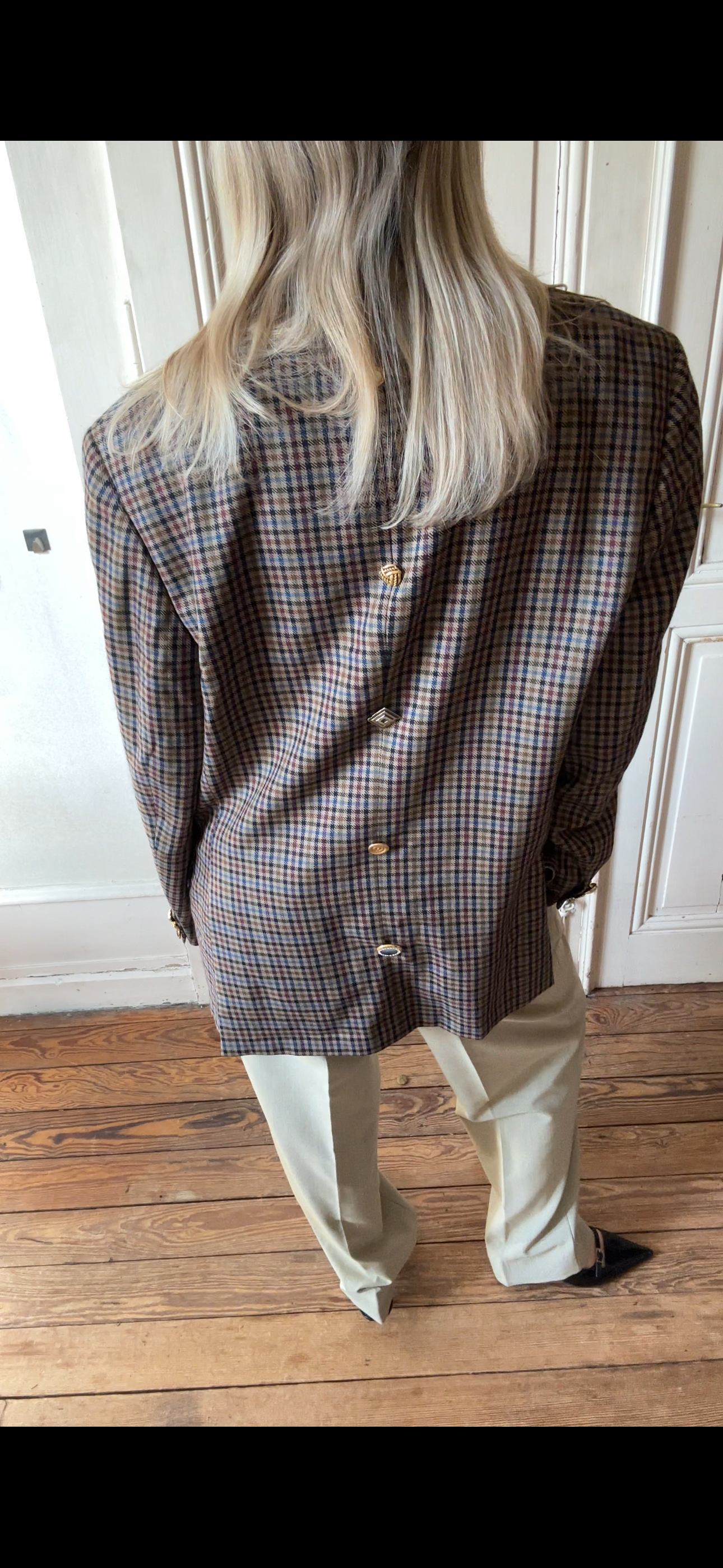 Blazer oversize à épaulettes motif Pied de Poule - Bess