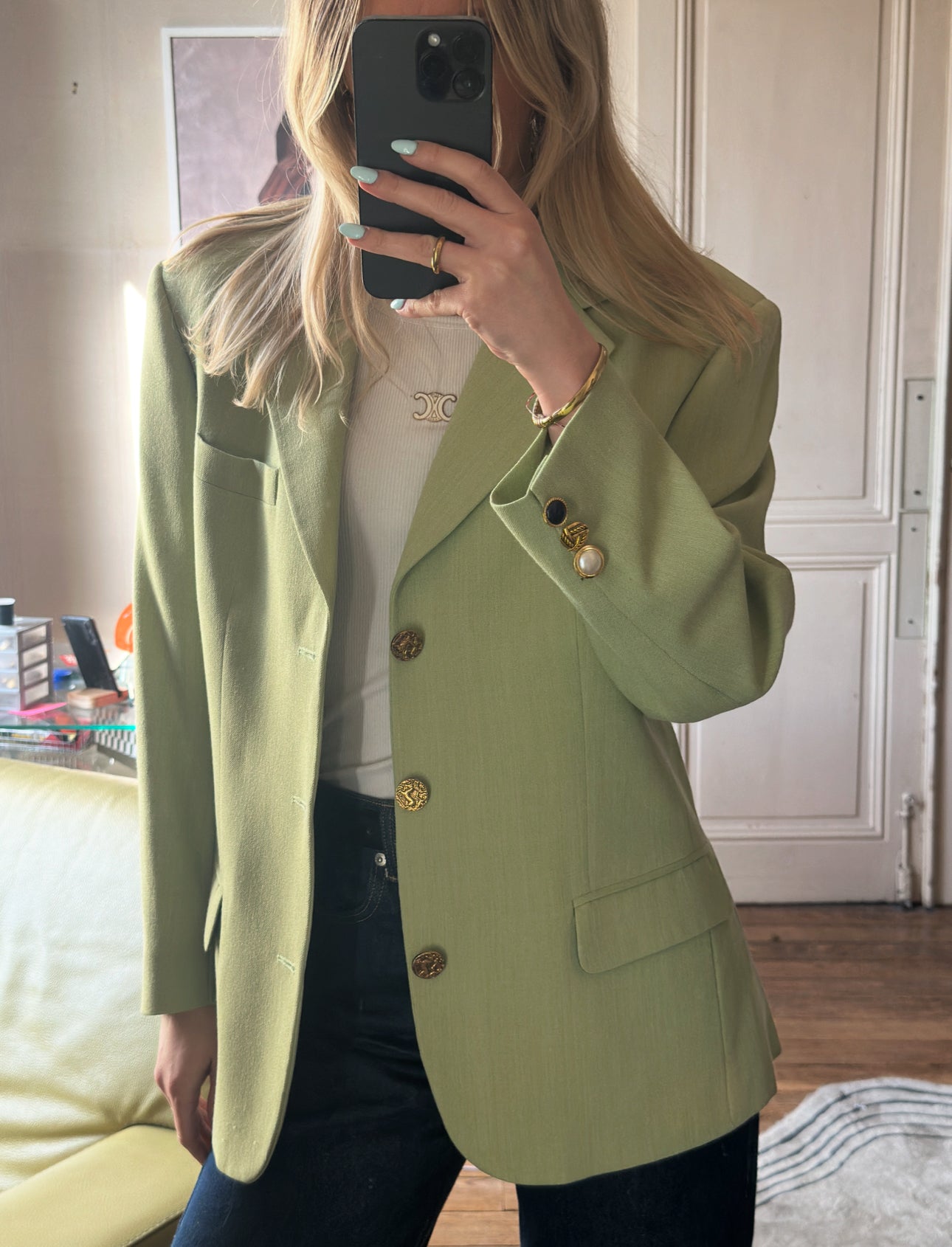 Blazer Oversize en Laine et Lin – Taille 34/36 | Pièce Unique NO12