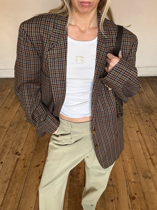 Blazer oversize à épaulettes motif Pied de Poule - Bess