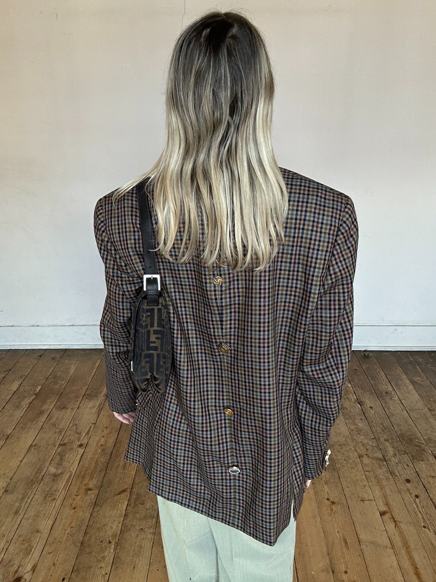 Blazer oversize à épaulettes motif Pied de Poule - Bess