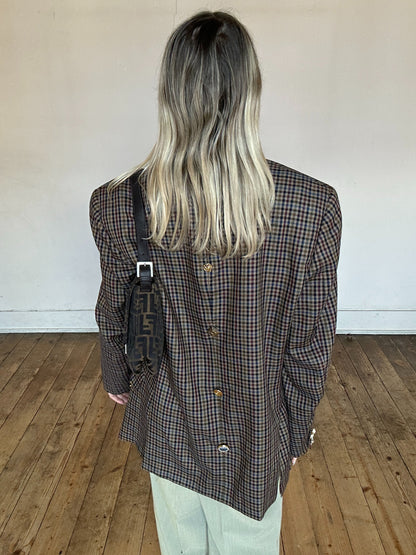 Blazer oversize à épaulettes motif Pied de Poule - Bess