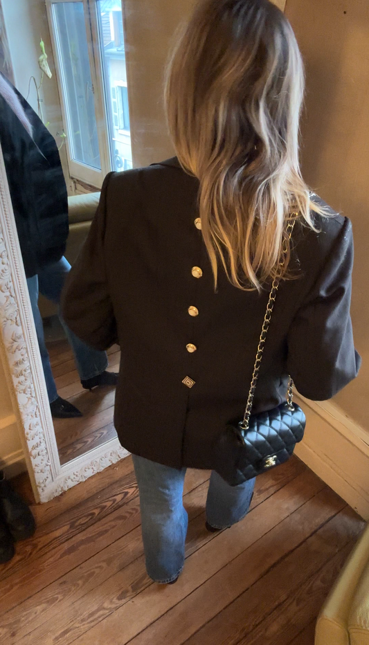 ✨ Blazer Upcyclé – Brun Chocolat Backline (Pièce Unique) taille 34/36/38 oversize