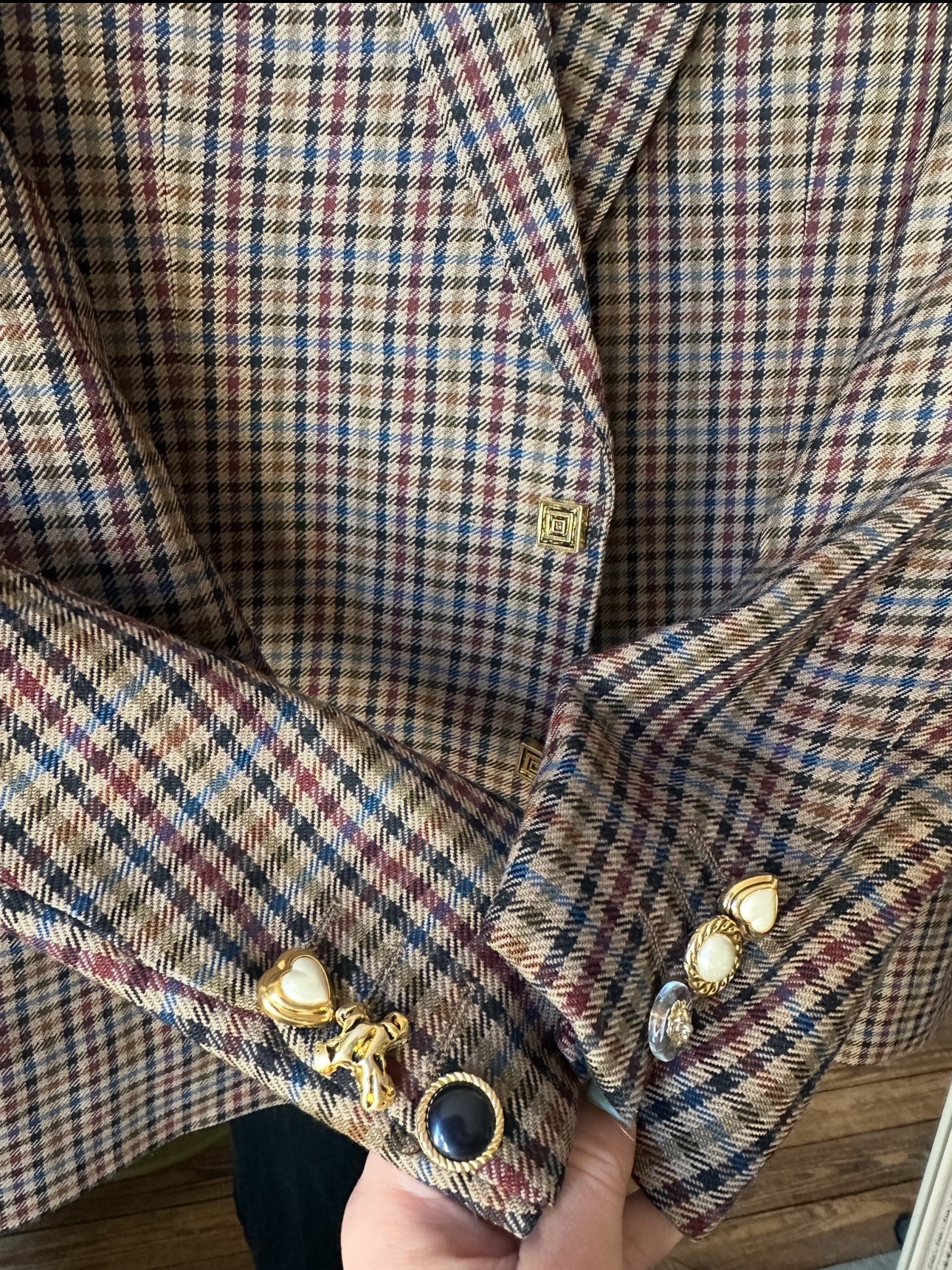 Blazer oversize à épaulettes motif Pied de Poule - Bess