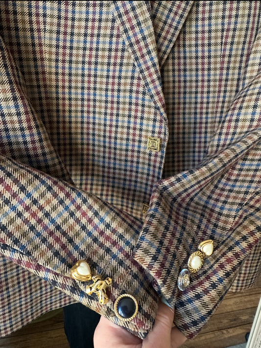 Blazer oversize à épaulettes motif Pied de Poule - Bess