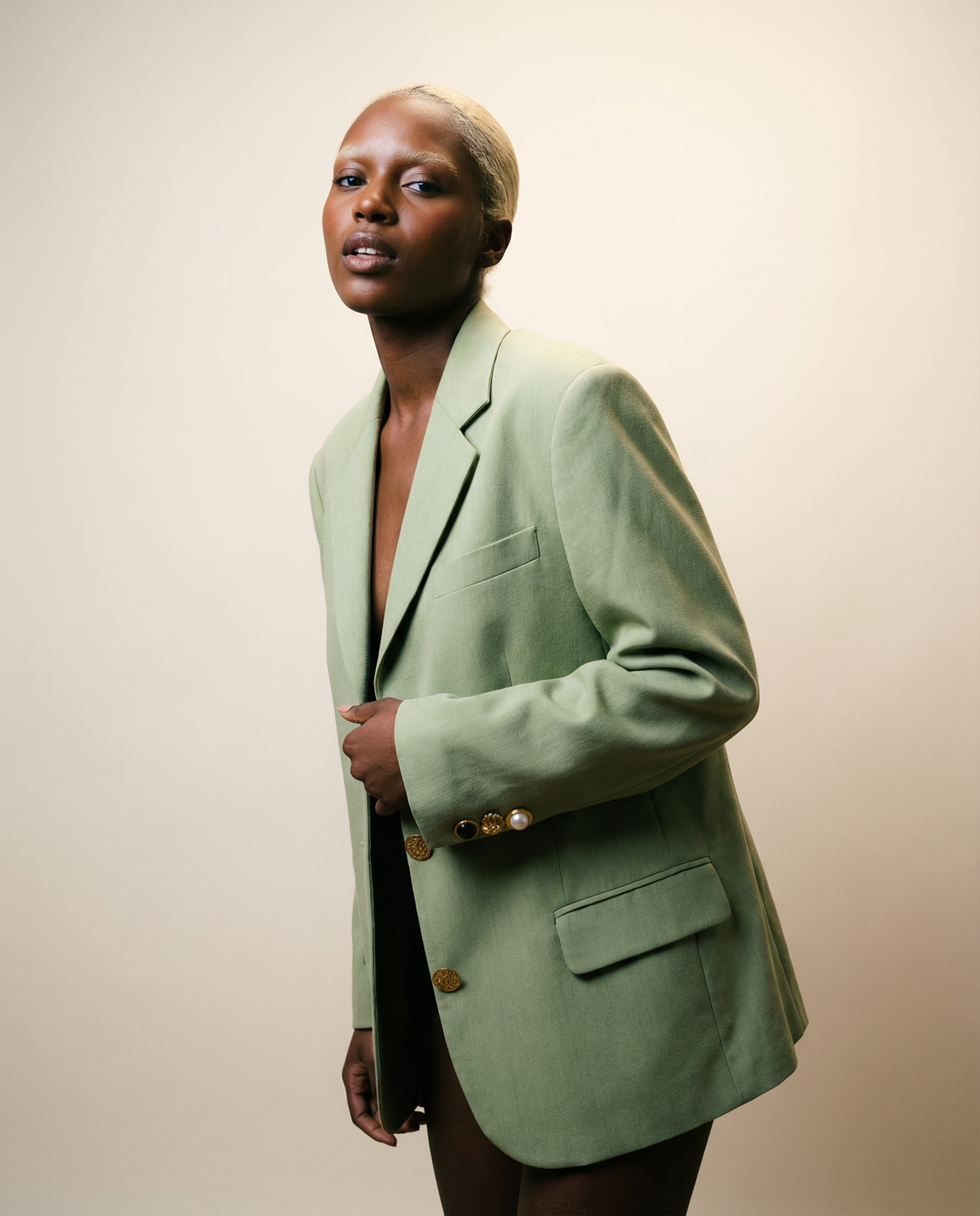 Blazer Oversize en Laine et Lin – Taille 34/36 | Pièce Unique NO12