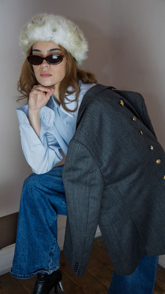 Blazer Upcyclé – Héritage grey (Pièce Unique) taille 40/42/44